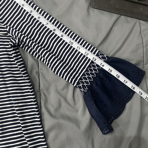 J. Jill Tunic Top Size Small Petite Navy Blue Striped Flutter Sleeve Blouse - Picture 11 of 11